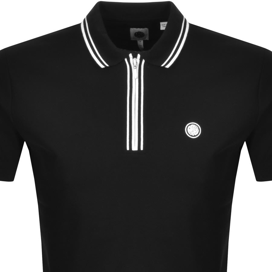 Alternative Image for ProductPretty Green Contrast Zip Polo T Shirt Black2